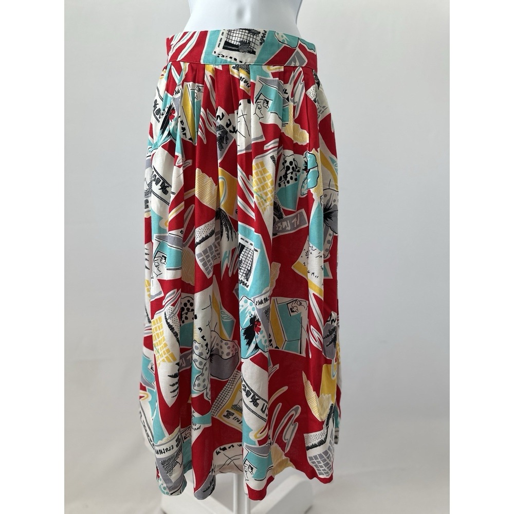 NWT!  Junior's VTG 80's Print Pleated Skirt by Code: 7, Sz: 9 RUNS SMALL